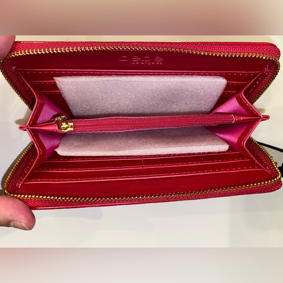 Bebe Irridescent Dark Pink Monogram Purse W/ Matching Wallet & Crossbody Strap - Picture 13 of 14